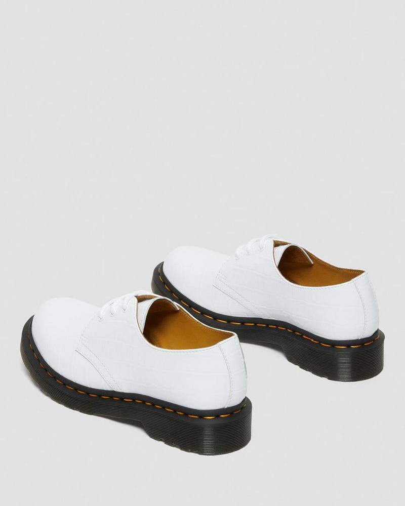 Dr Martens 1461 Lak Croc Emboss Leren Oxford Schoenen Dames Wit | NL 432VRW